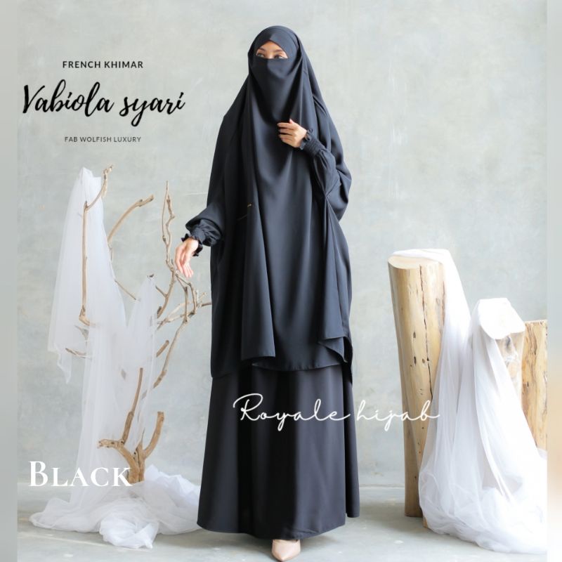 VABIOLA SYARI FRENCH KHIMAR + ROK+CADAR TALI