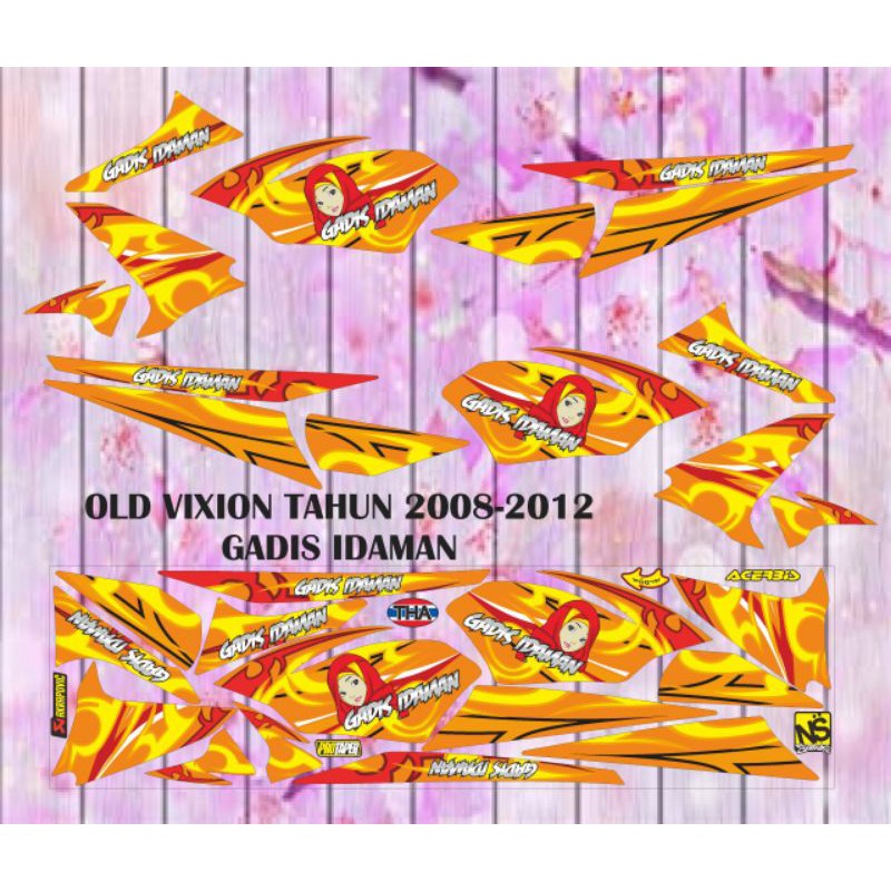STIKER STRIPING MOTOR OLD VIXION TH 2008-2012 GADIS IDAMAN
