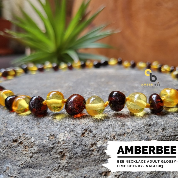 Kalung Amber Dewasa Premium Glossy Lime Cherry NAGLC83 46-50cm by Amber Bee