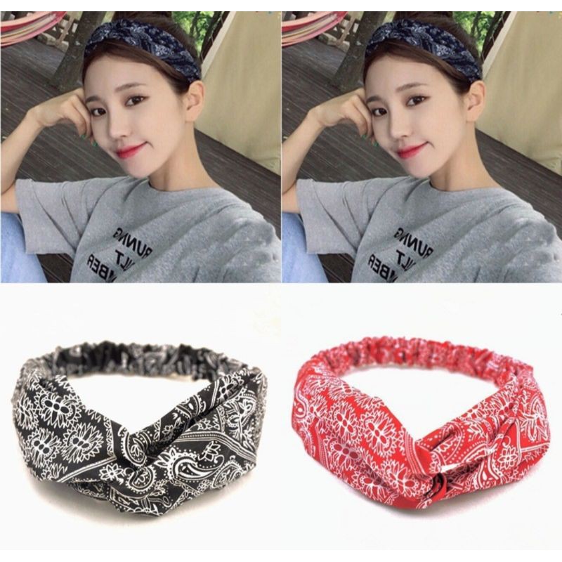 Vinztstore - Bandana korea style bando rambut motif twist premium headband simpul fashion murah