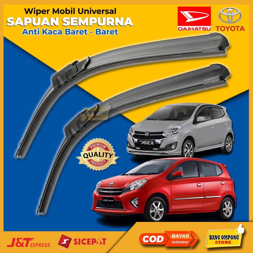 2 Pcs Wiper Mobil Frameless Wiper Agya Ayla Depan Karet Wiper Pisang