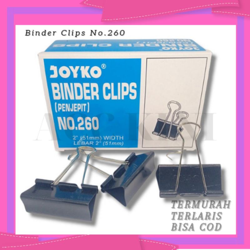 

Acckini - Penjepit Kertas Binder Clips Joyko No.260 / Alat Perlengkapan Kantor / Perlengkapan Sekolah / Penjepit Kertas / Binder Clips / Termurah Terlaris Bisa COD