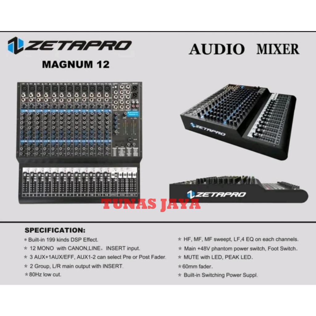 MIXER AUDIO ZETAPRO MAGNUM 12 - MAGNUM12  12 CHANNEL ORIGINAL