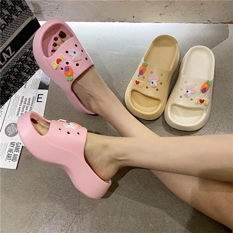 Sandal Fuji / Sandal Wanita Jelly Wedges Platfrom Tebal Dengan Jibbitz Terbaru Import Balance 7002
