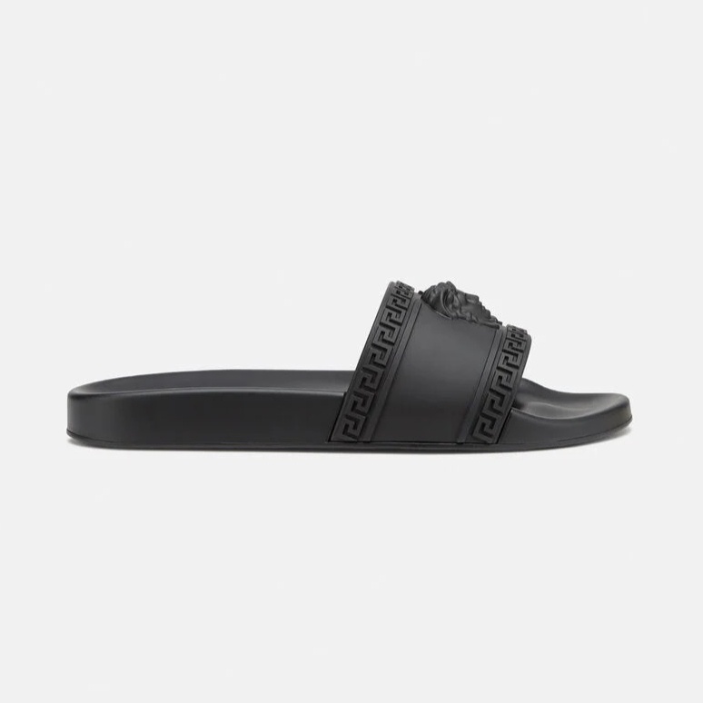 Vrsace Men Palazzo Medusa Rubber Slides All Black 100% Authentic