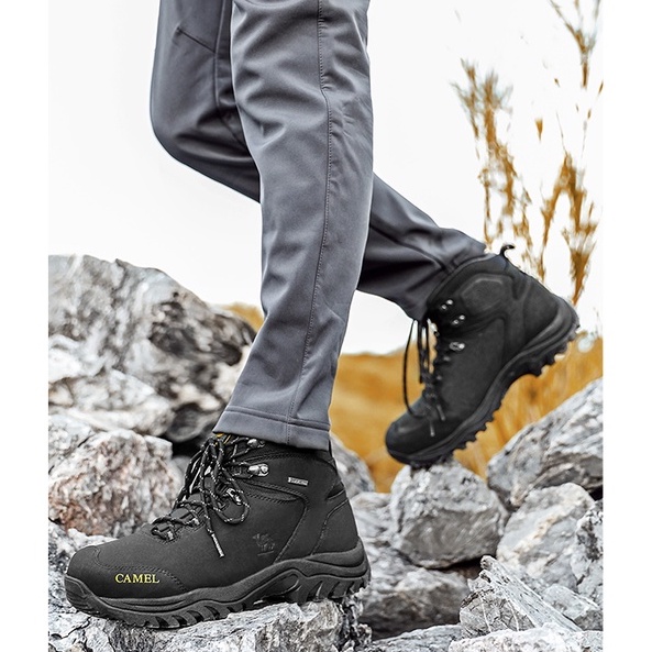 CAMEL  Sepatu Pria  Seri Gunung Luar Ruangan Profesional Hiking Tahan Air Non-Slip Musim Dingin Taha