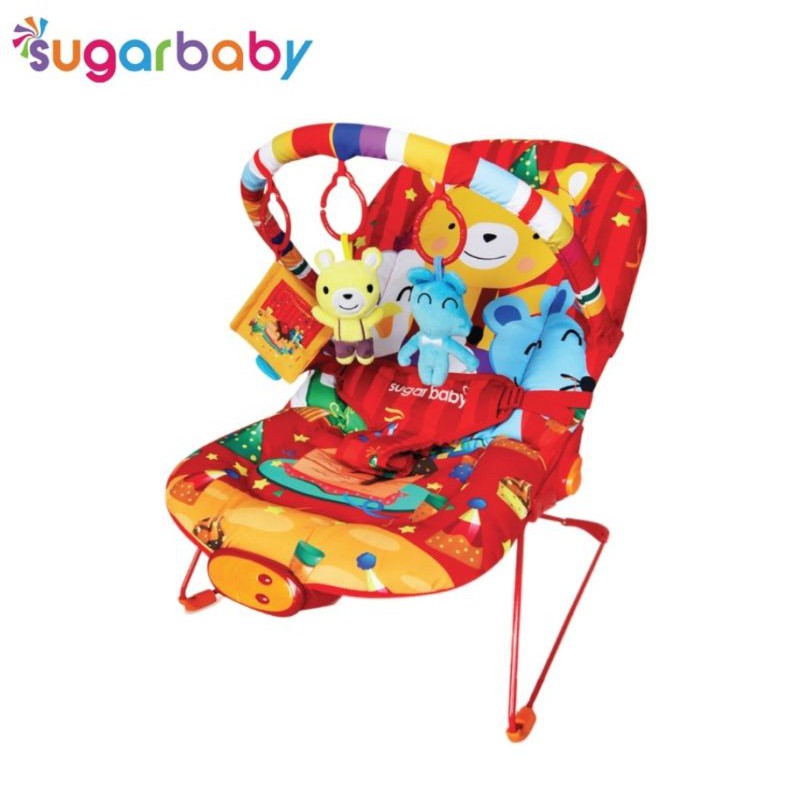 Preloved sugar baby baby bouncer 3 recline - bear & friend - bouncer bayi preloved