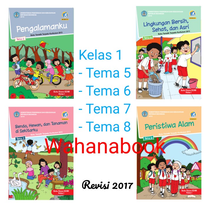 

❤BISA COD❤ paket buku sd tematik kelas 1 semester 2 tema 5,6,7,8 total 4 buku