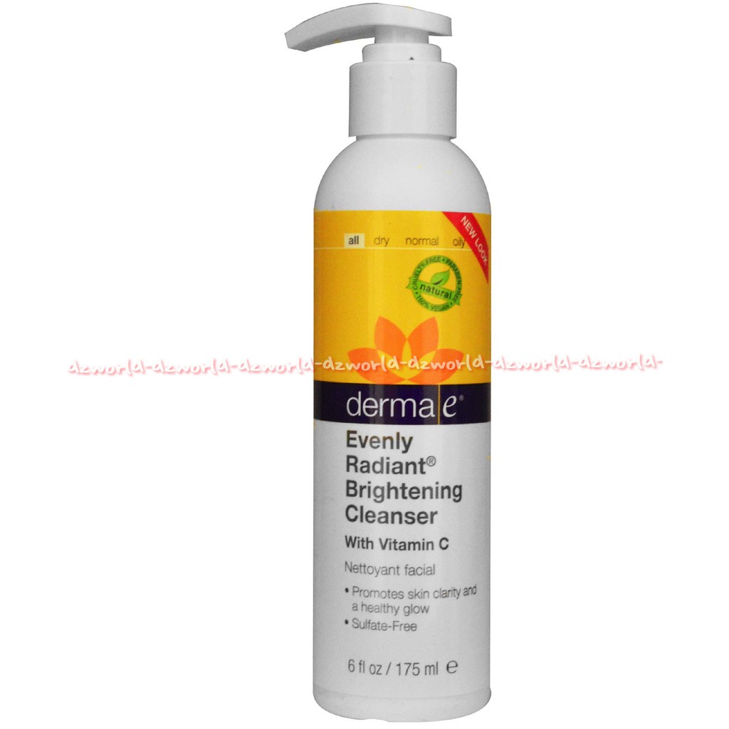 Dema E Evenly Radiant 175ml Brightening Cleanser With Vitamin C Pembersih Wajah Derma-E