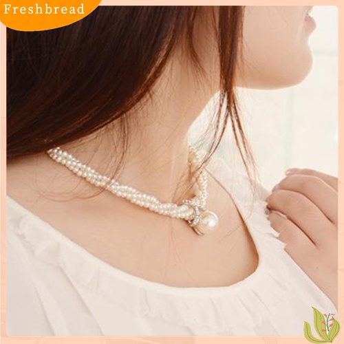 [TERLARIS]Women Fashion Pendant Chain Choker Faux Pearls Statement Necklace Jewelry