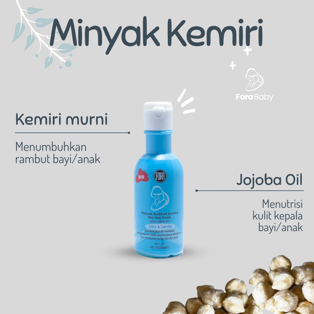 Minyak Kemiri Plus Jojoba Oil FORA Kemiri Penyubur Penumbuh Rambut Bayi Anak Balita 65 ml / Fora Nature Hair Growth Vitamin