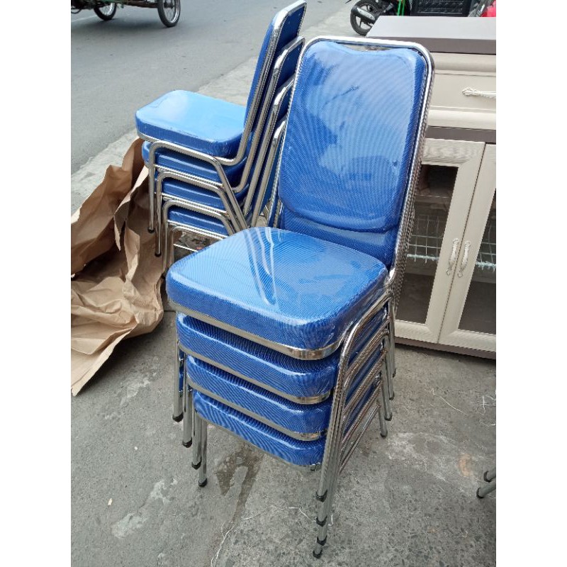 Kursi Susun Besi Chrome Kokoh / Kursi Pesta / Kursi Tamu /Kursi Tumpuk