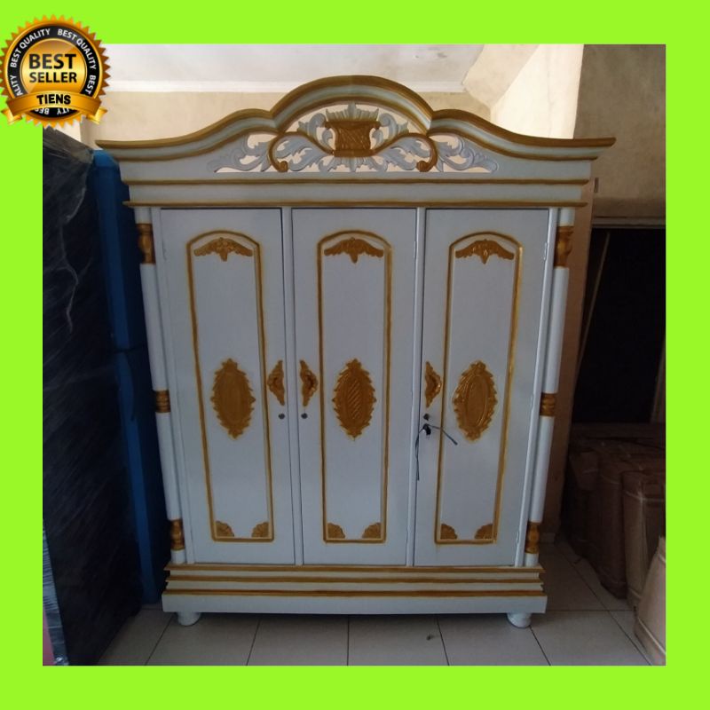 lemari baju kayu jati 3 pintu