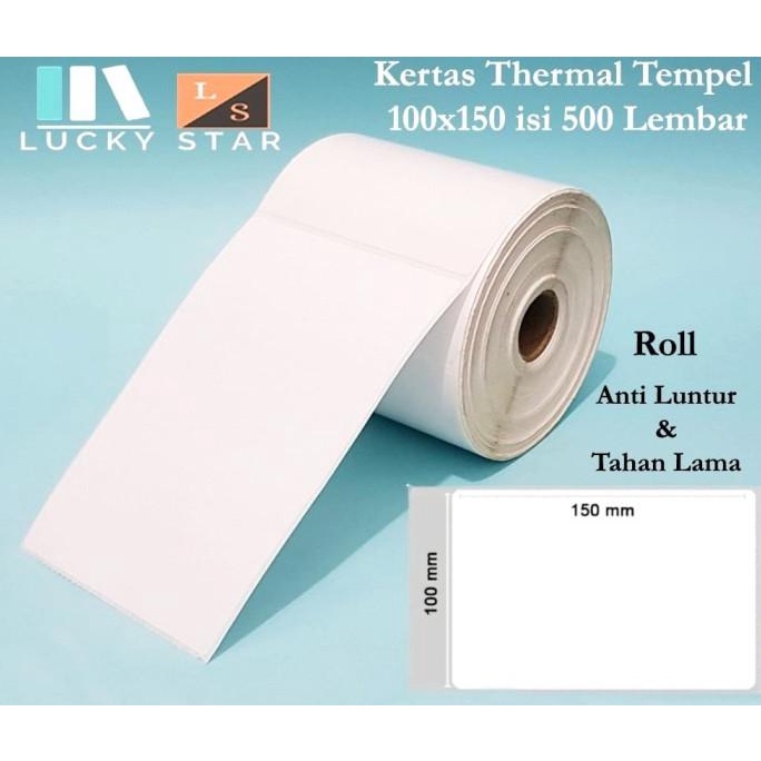 

SALE Kertas Resi Label Thermal Barcode Roll A6 100x150mm isi 500 Pcs