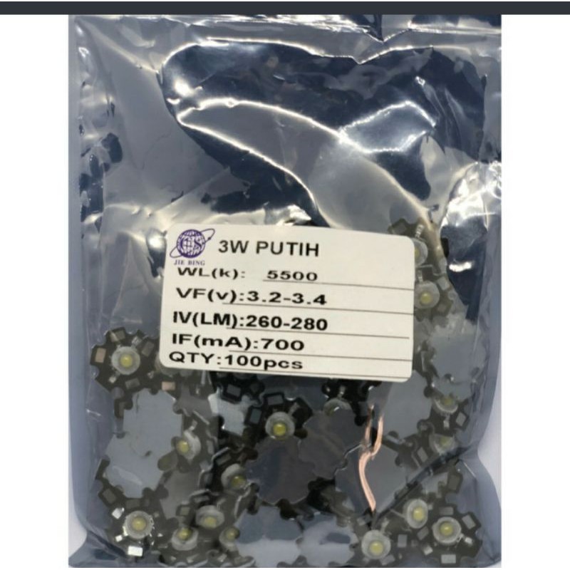 High power LED GRADE A - HPL 3w Pendingin Star - 100pcs