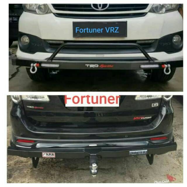 Paket tanduk depan mini led+towing arb belakang mobil fortuner TRD/VRZ