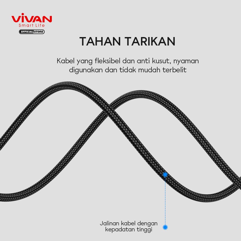 VIVAN Kabel iPhone Lightning 2.4A LED Light Quick Charge 100CM Garansi Resmi 1 Tahun VDL100 ORIGINAL