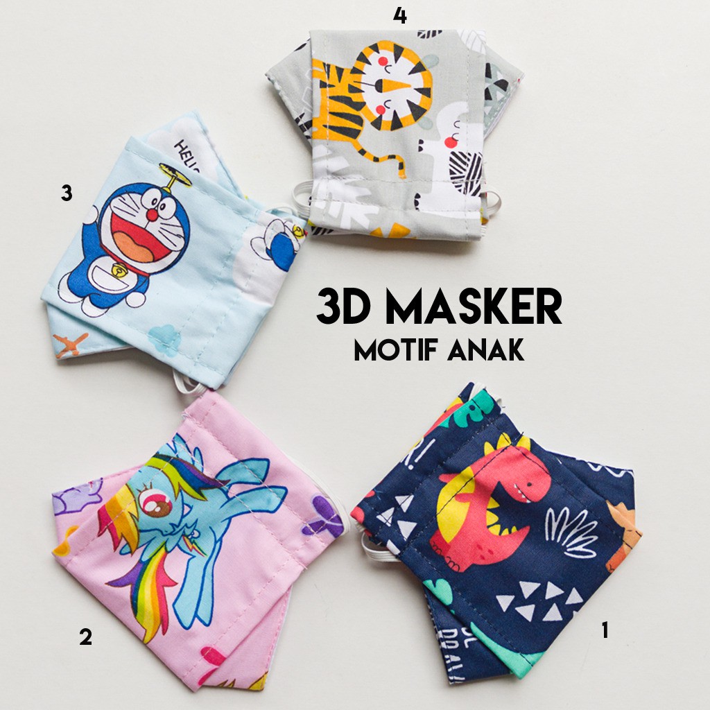  Masker  Motif  Anak Lucu  3 lapis Headloop Earloop Shopee 