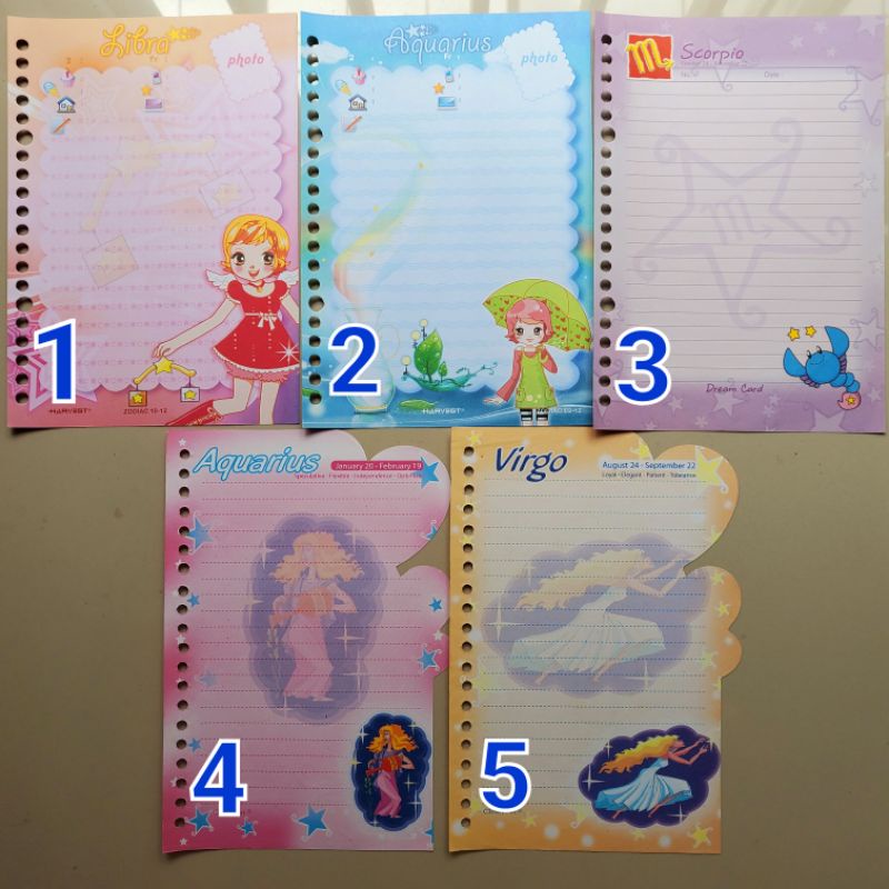 isi binder A5 zodiak harvest / kertas tebal desain bagus dan lucu *baca deskripsi