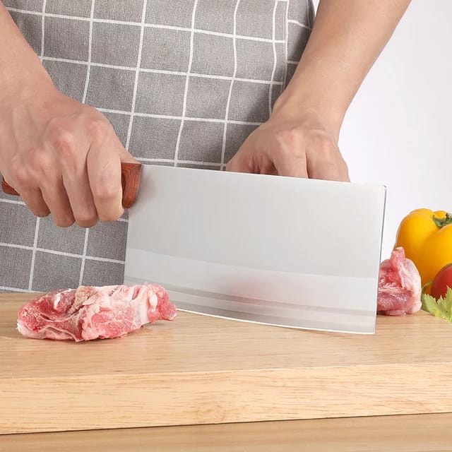 Pisau Dapur Cleaver Pemotong Daging Stainless Steel gagang Kayu Kitchen Knife Cleaver Pemotong Daging