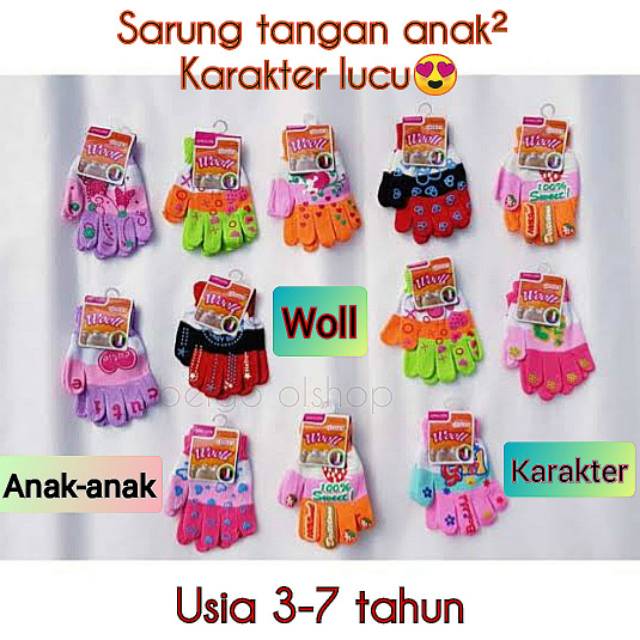 Sarung tangan anak/sarung tangan woll anak/ usia 4-7 tahun