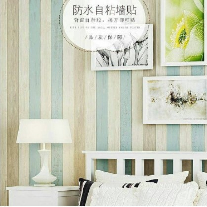  Wallpaper  Sticker motif kayu  putih biru minimalis Uk 45cm 