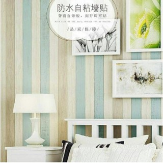  Wallpaper  Sticker motif kayu  putih  biru minimalis Uk 45cm 