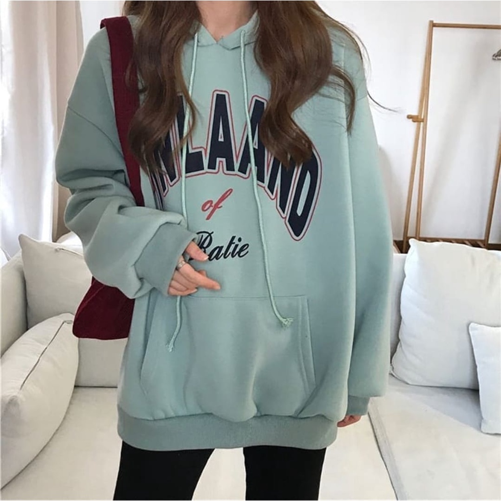 SWEATER HOODIE  WANITA / FINLAND HOODIE OVERSIZE SWEATER-soft mint