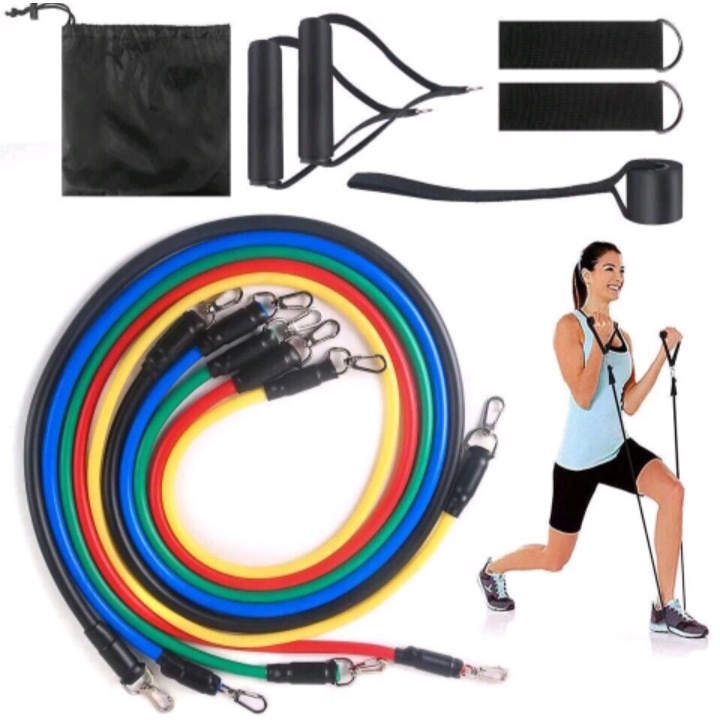 [BISA COD] Depato 11 IN 1 PRO Resistance Band Set Fitness Gym Pilates Yoga