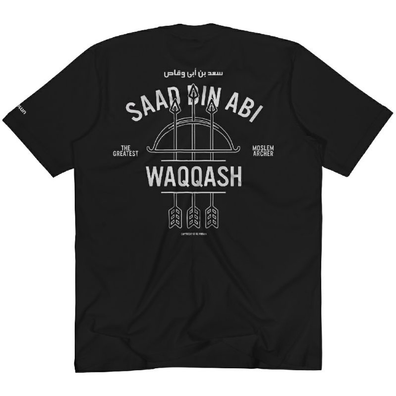 alknown Saad Bin Abi Waqqash (Black) - Tshirt / Kaos Dakwah-0
