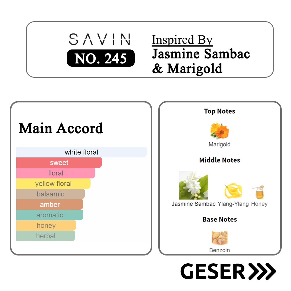 SAVIN PARFUM No. 245 Jasmine Sambac &amp; Marigold