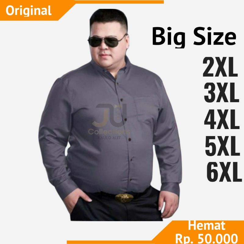 Kemeja Panjang Pria Hem Polos Formal Pria Casual Kemeja Panjang Jumbo Big Size Oversize 4xl Sampai 6xl