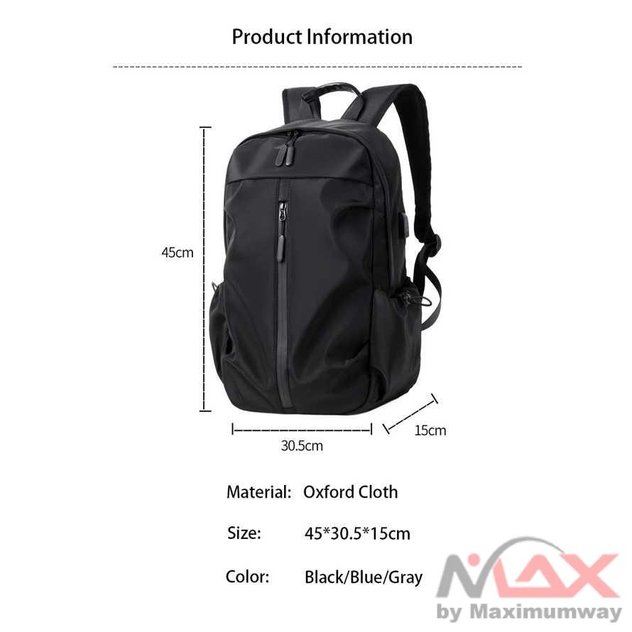 Tas Ransel Laptop Oxford Simple Desain USB Port Charging kuliah kerja kantor travel pria wanita