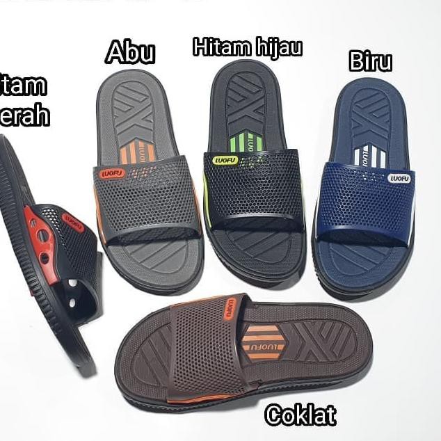 »» Spesial order  TVK Sandal pria luofu karet import sendal cowok kokop E6168D .