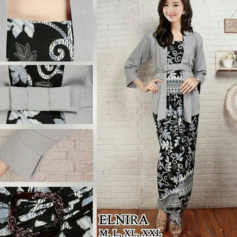 IndahKebaya | SET KEBAYA ELNIRA KUTUBARU / KEBAYA ENCIM KARTINI / KEBAYA MODERN / MOCCA HITAM SALEM