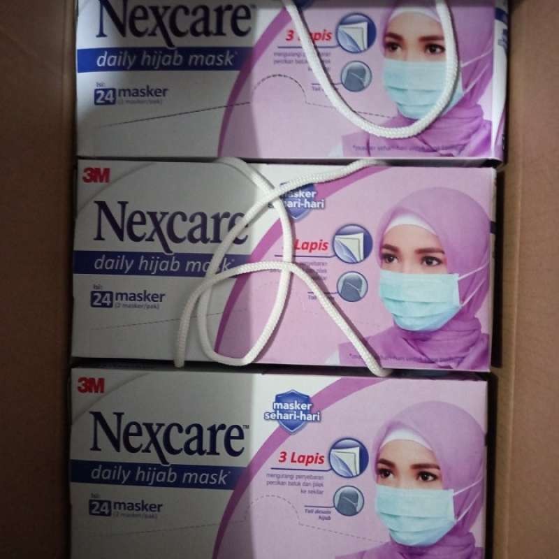 [PROMO 2+1 TERBATAS] 1 BOX isi 36 Masker Nexcare HIJAB HEADLOOP Medis 3 ply Murah Original PROMO