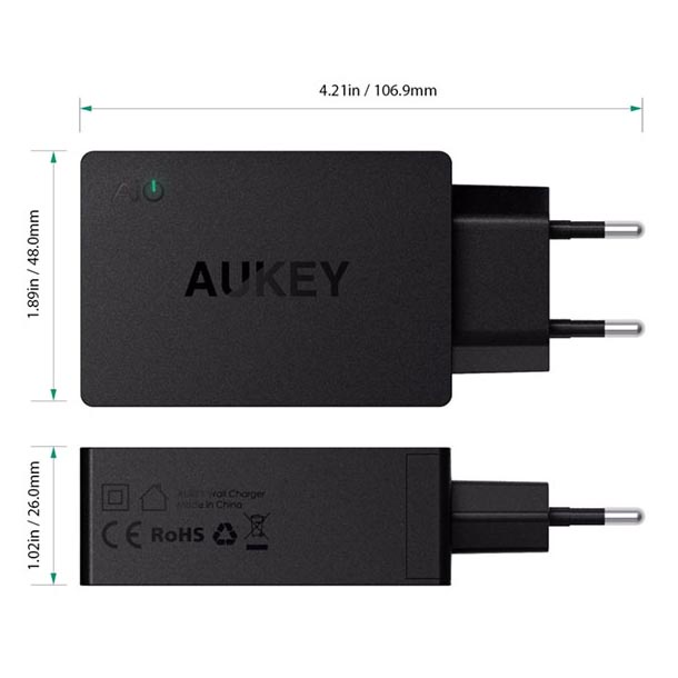 Aukey Charger USB 2 in 1 USB Type C Quick Charge 3.0 - PA-Y2 - White