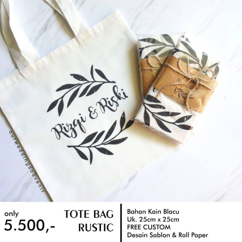 

Souvenir Pernikahan Tote Bag Blacu Murah Tebal Free Buku Tamu