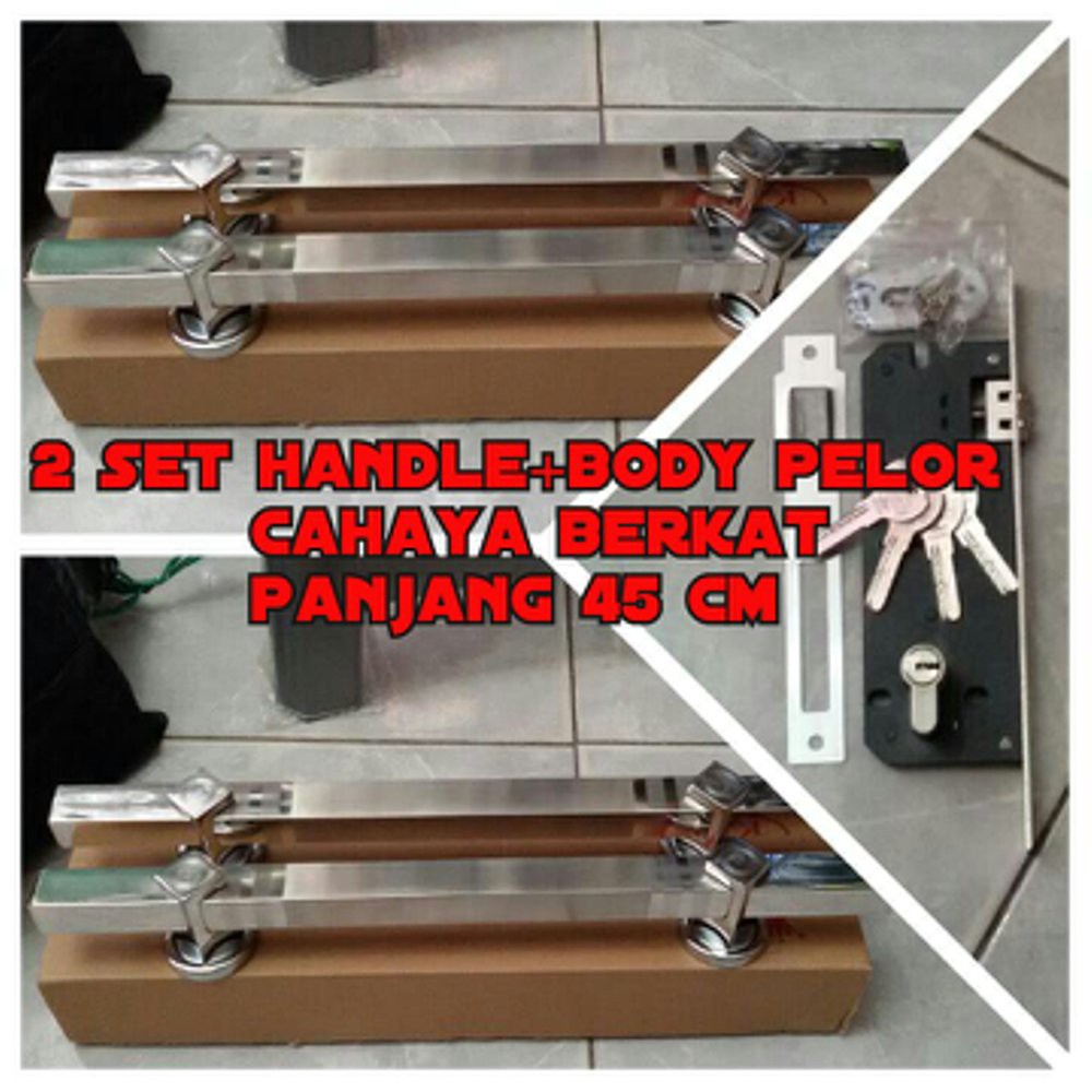 handle pintu minimalis 45cm 2set kunci  Ori