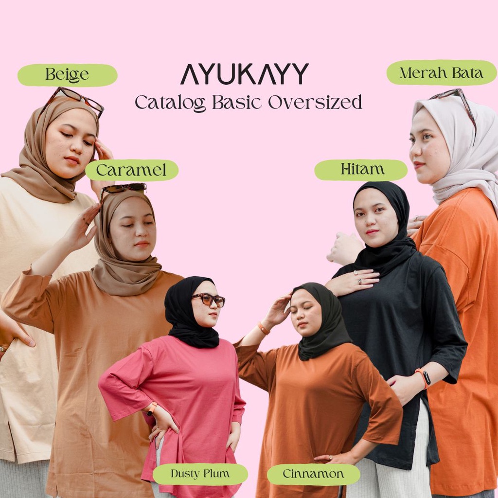 KAOS OVERSIZED SLIT DAILY TOP JUMBO XXL BASIC POLOS  LENGAN 7/8 COTTON COMBED 30S