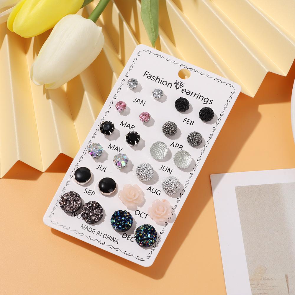 Lily Stud Earring Berlian Imitasi Perhiasan Fashion 12pasang