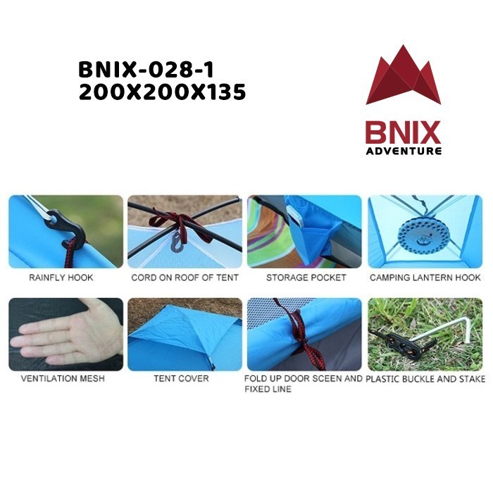 Tenda Gunung Camping Kap 3-4 Orang BNIX 0281 Dome Outdoor Double Layer