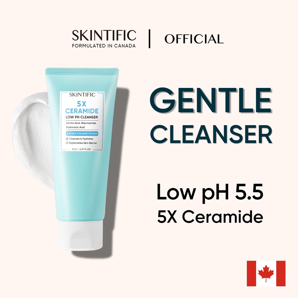 [FLASH SALE] - SKINTIFIC 5X Ceramide Low pH Cleanser Facial Wash Gentle Cleanser For Sensitive Skin 80ml Face Wash Sabun Cuci Muka Pembersih Pencuci Muka