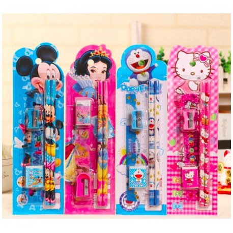 ALAT TULIS SET MINI STATIONARY SET SEKOLAH 5 IN 1 PENSIL SET KARAKTER 5IN1 KARTUN | FADHILAH SHOP BJB