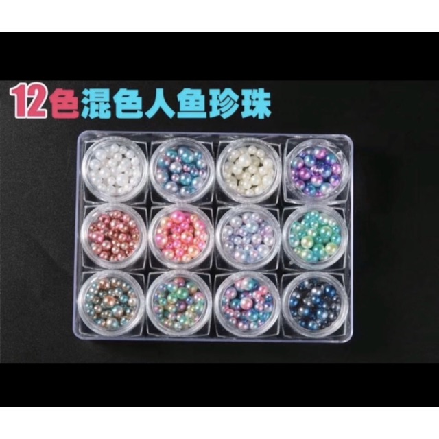 Pearl colorfull 12 warna rainbow color hiasan acc nailart gel polish