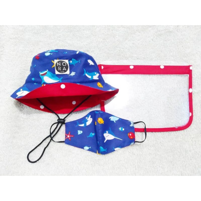 NORA REVERSIBLE BUCKET HAT FACE SHIELD ANAK & BAYI-Shark