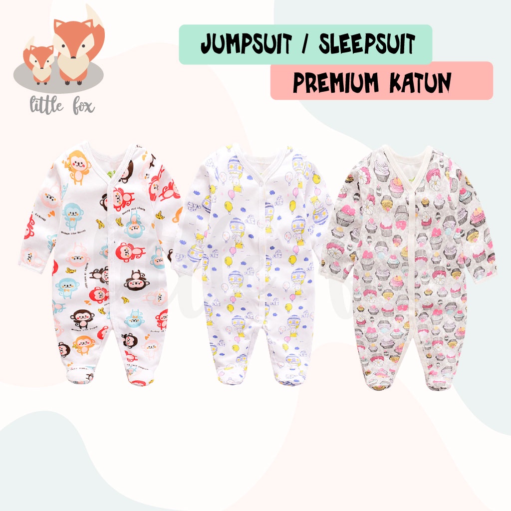 [ IMPORT] PREMIUM SLEEPSUIT BABY / BAJU TIDUR BAYI MATERIAL KATUN / BODYSUIT PANJANG BAYI