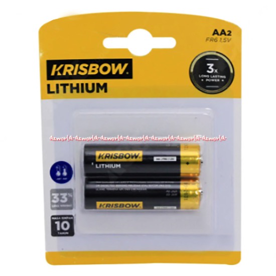 Krisbow Lithium AA2 Baterai AA Batrai Krisbow Litium 2 pcs Batrei Jam Batery 3 kali Lebih Hemat Energi Ringan