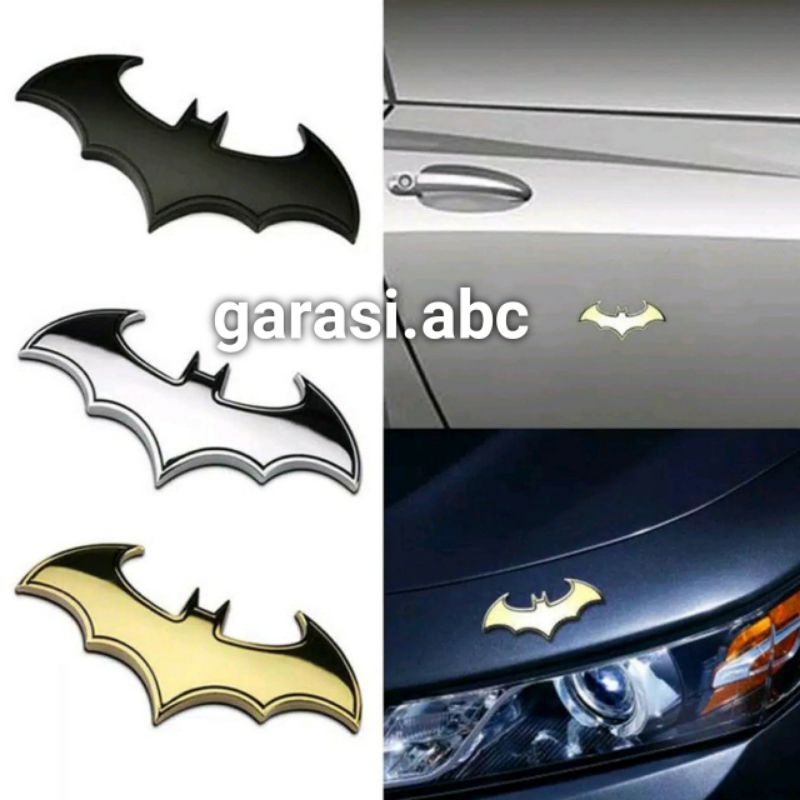 Stiker Emblem Badge Batman Timbul 3D Sticker Tulisan Logo Krom Chrome Kelelawar Metal Hitam Emas Body Bodi Fender Mobil Sepeda Motor 3 D Dimensi
