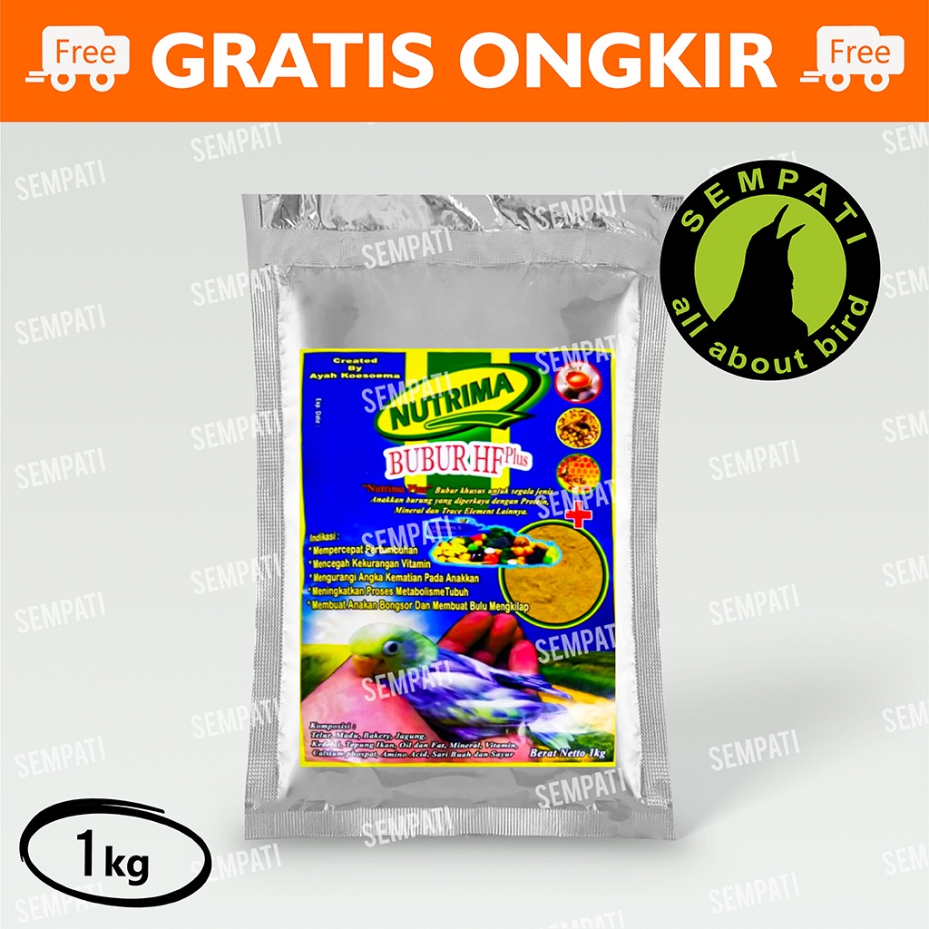 BUBUR HF PLUS NUTRIMA PAKAN ANAKAN PIYEK BURUNG LOVEBIRD LOLOHAN SPET